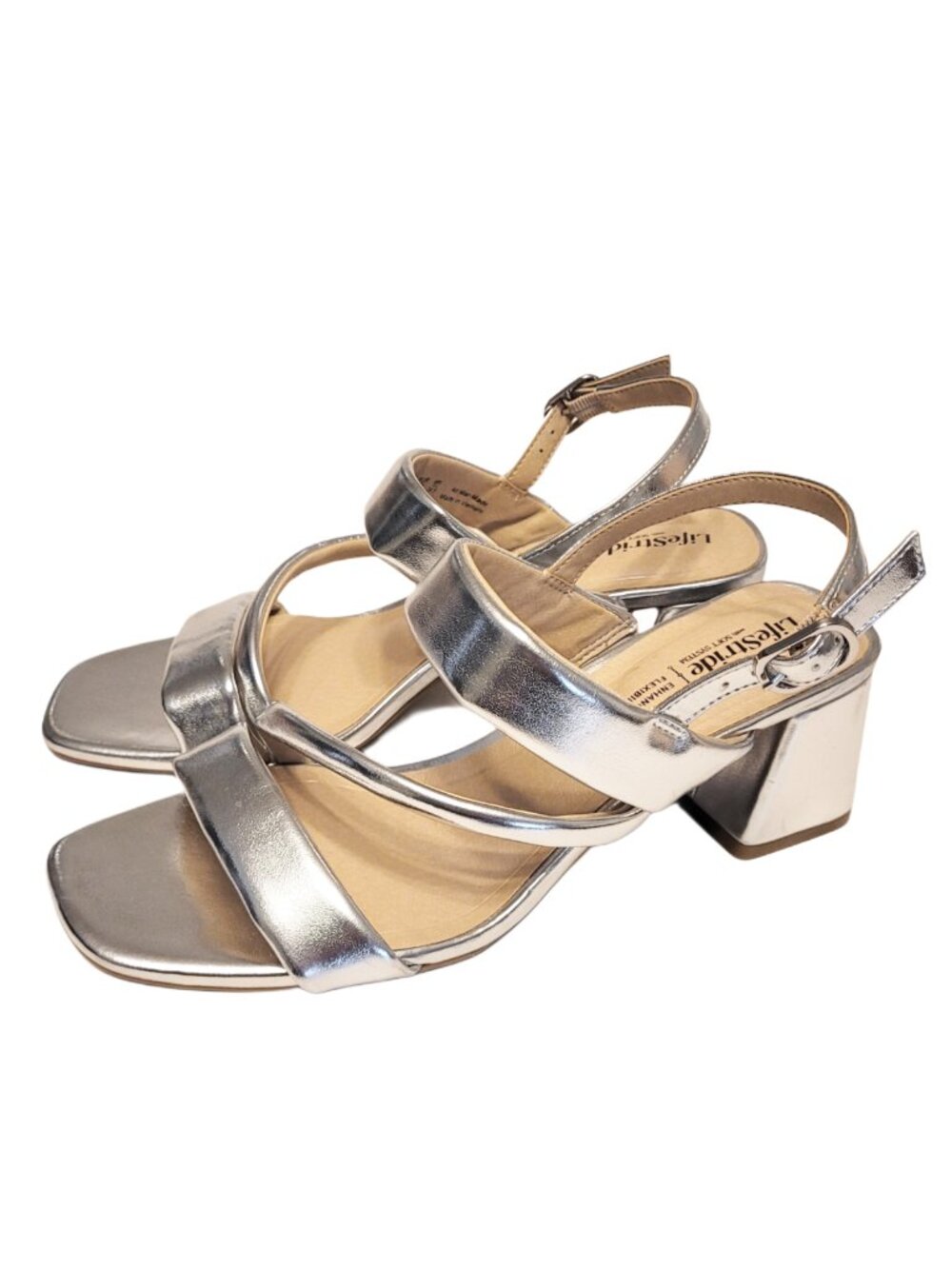 LifeStride Celia Metallic Slingback Strappy Dress Sandals